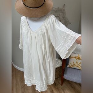 Billabong boho lined vneck short kimono sleeve lace detail midi dress